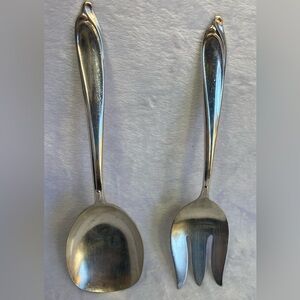 International Deep Silver Salad Serving Spoon & Fork